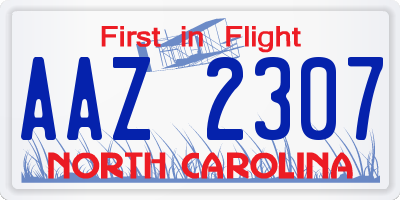 NC license plate AAZ2307