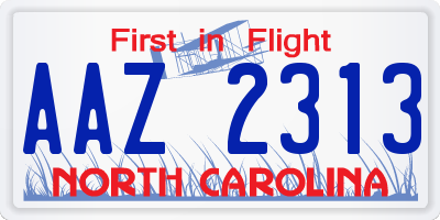 NC license plate AAZ2313