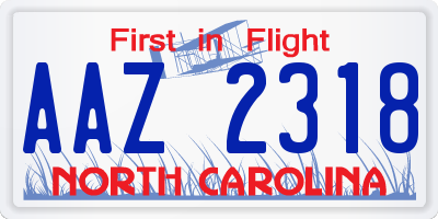NC license plate AAZ2318