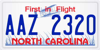 NC license plate AAZ2320