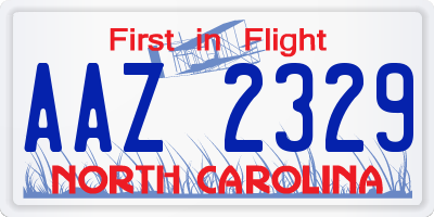NC license plate AAZ2329