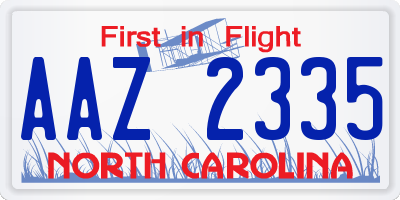 NC license plate AAZ2335