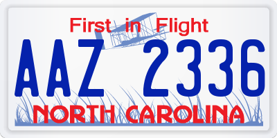 NC license plate AAZ2336