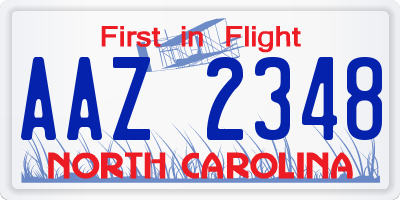 NC license plate AAZ2348