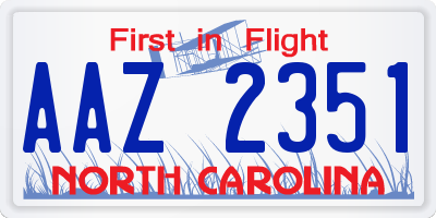 NC license plate AAZ2351