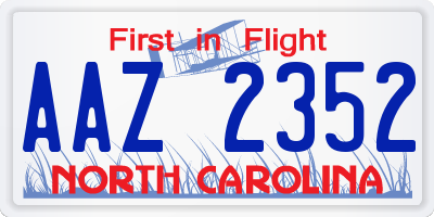 NC license plate AAZ2352