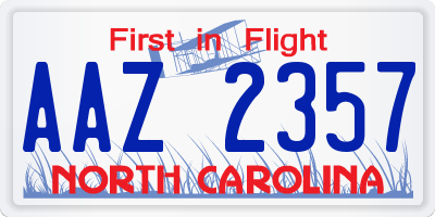 NC license plate AAZ2357