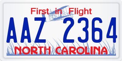 NC license plate AAZ2364