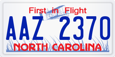 NC license plate AAZ2370
