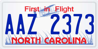 NC license plate AAZ2373