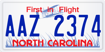 NC license plate AAZ2374