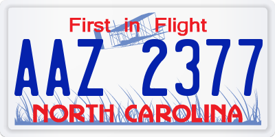 NC license plate AAZ2377