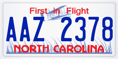 NC license plate AAZ2378