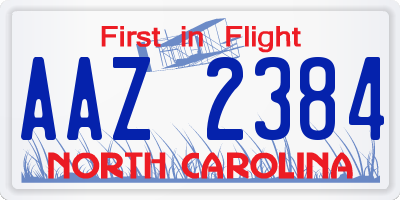 NC license plate AAZ2384