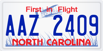 NC license plate AAZ2409