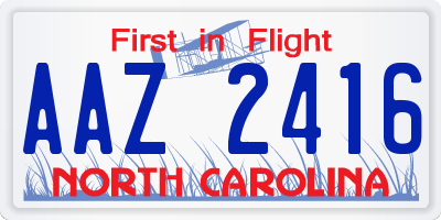 NC license plate AAZ2416