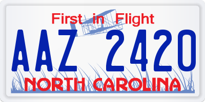 NC license plate AAZ2420
