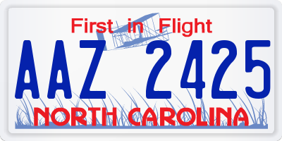 NC license plate AAZ2425