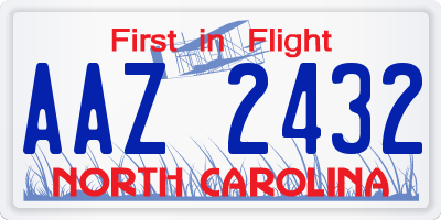 NC license plate AAZ2432