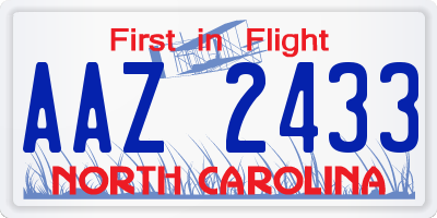 NC license plate AAZ2433