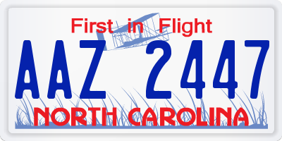 NC license plate AAZ2447