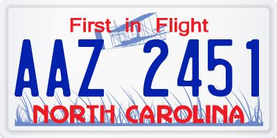 NC license plate AAZ2451