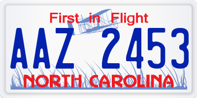 NC license plate AAZ2453