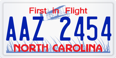 NC license plate AAZ2454