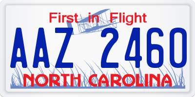 NC license plate AAZ2460
