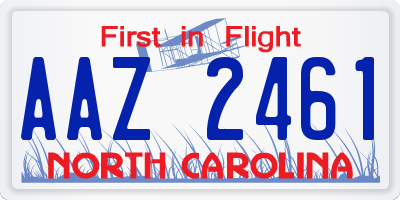 NC license plate AAZ2461