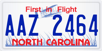 NC license plate AAZ2464