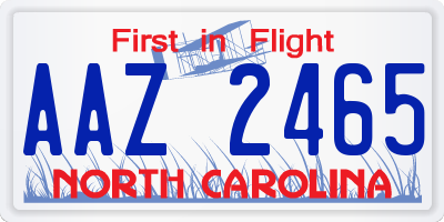 NC license plate AAZ2465