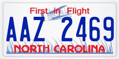 NC license plate AAZ2469