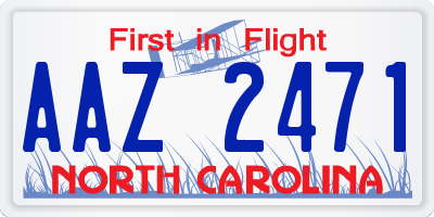 NC license plate AAZ2471