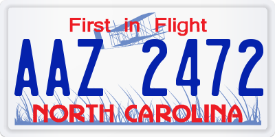 NC license plate AAZ2472