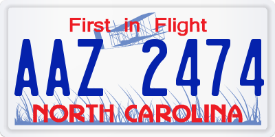 NC license plate AAZ2474