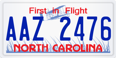 NC license plate AAZ2476