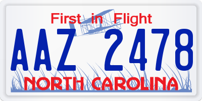 NC license plate AAZ2478