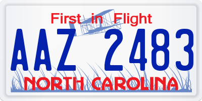 NC license plate AAZ2483