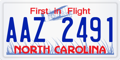 NC license plate AAZ2491