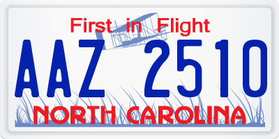 NC license plate AAZ2510
