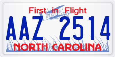 NC license plate AAZ2514