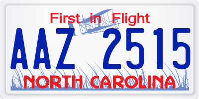 NC license plate AAZ2515