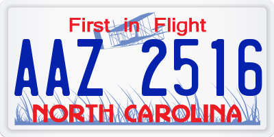 NC license plate AAZ2516