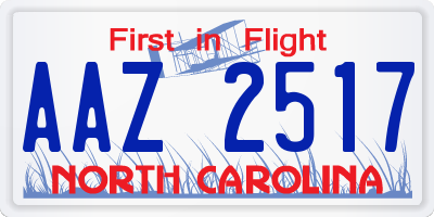 NC license plate AAZ2517