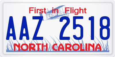 NC license plate AAZ2518