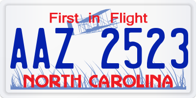 NC license plate AAZ2523