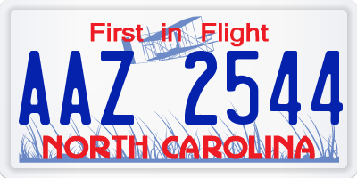 NC license plate AAZ2544