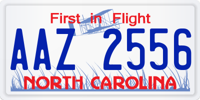 NC license plate AAZ2556