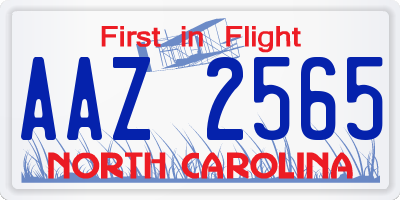 NC license plate AAZ2565